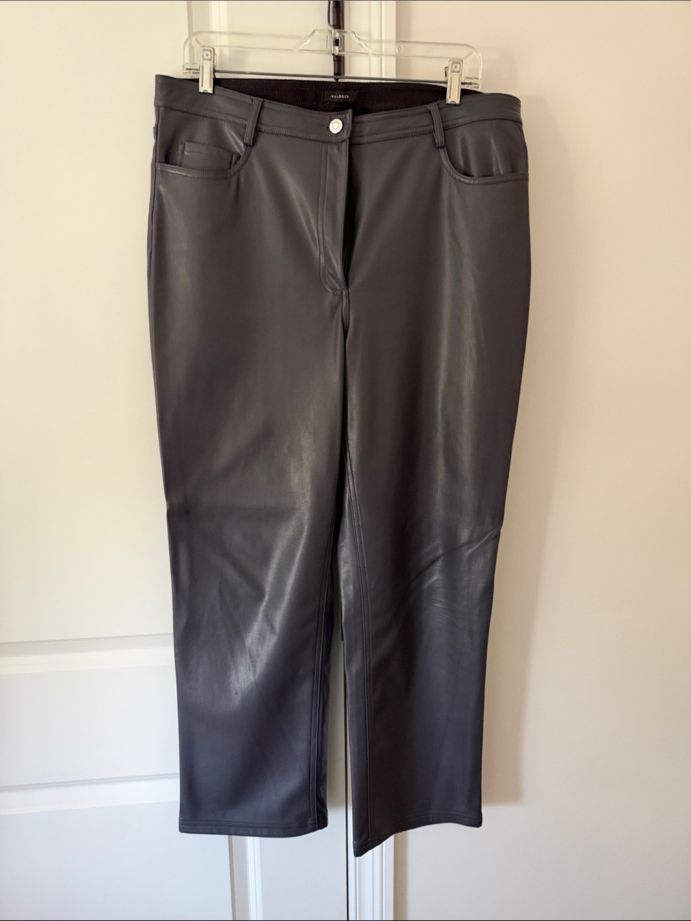 Halogen Black Faux Leather Straight-Leg Pants
